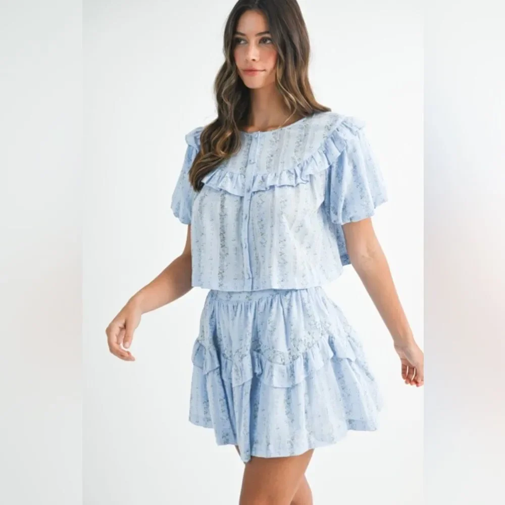 Light Blue Ruffled Two-Piece Set - Picture 5 of 16